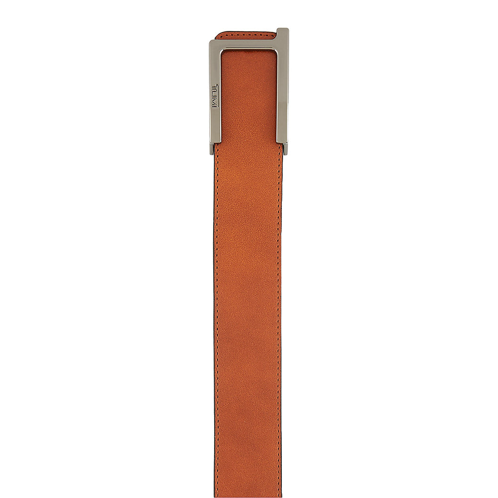 Cinto T Buckle Leather Reversible Belt 38 Marrom