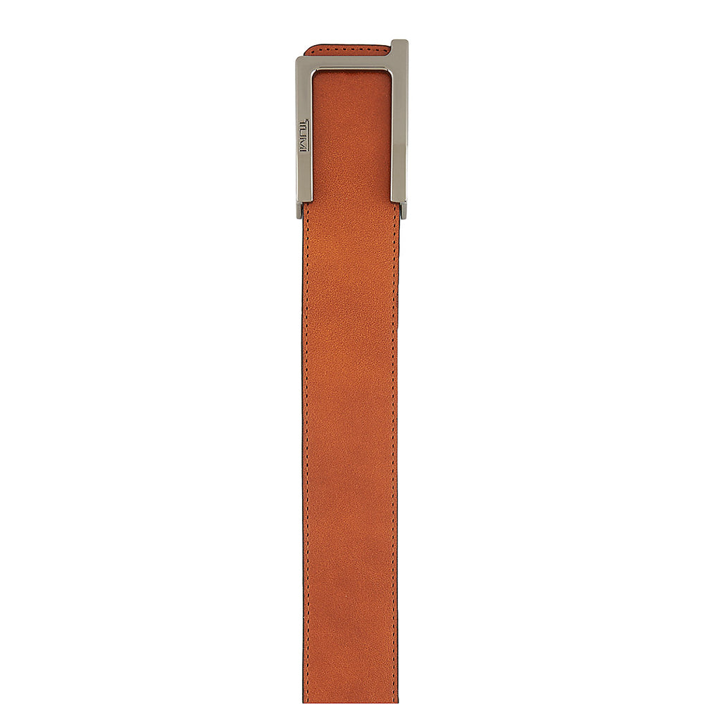 Cinto T Buckle Leather Reversible Belt 34 Marrom