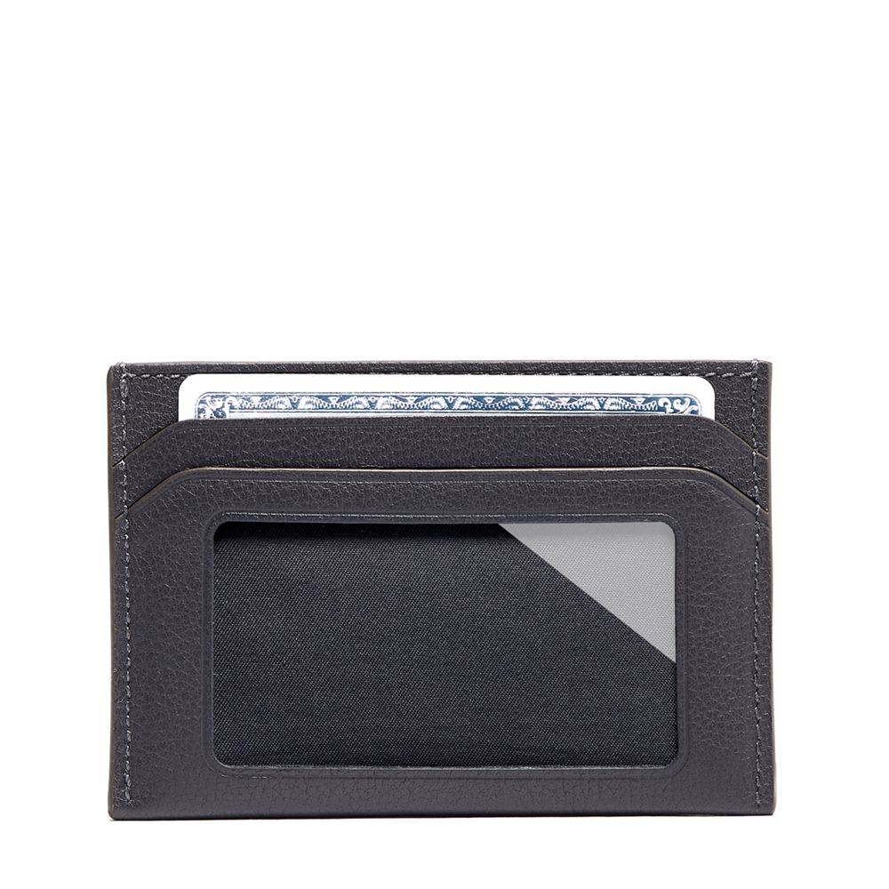 Porta-cartão Slim Card Case Couro Cinza